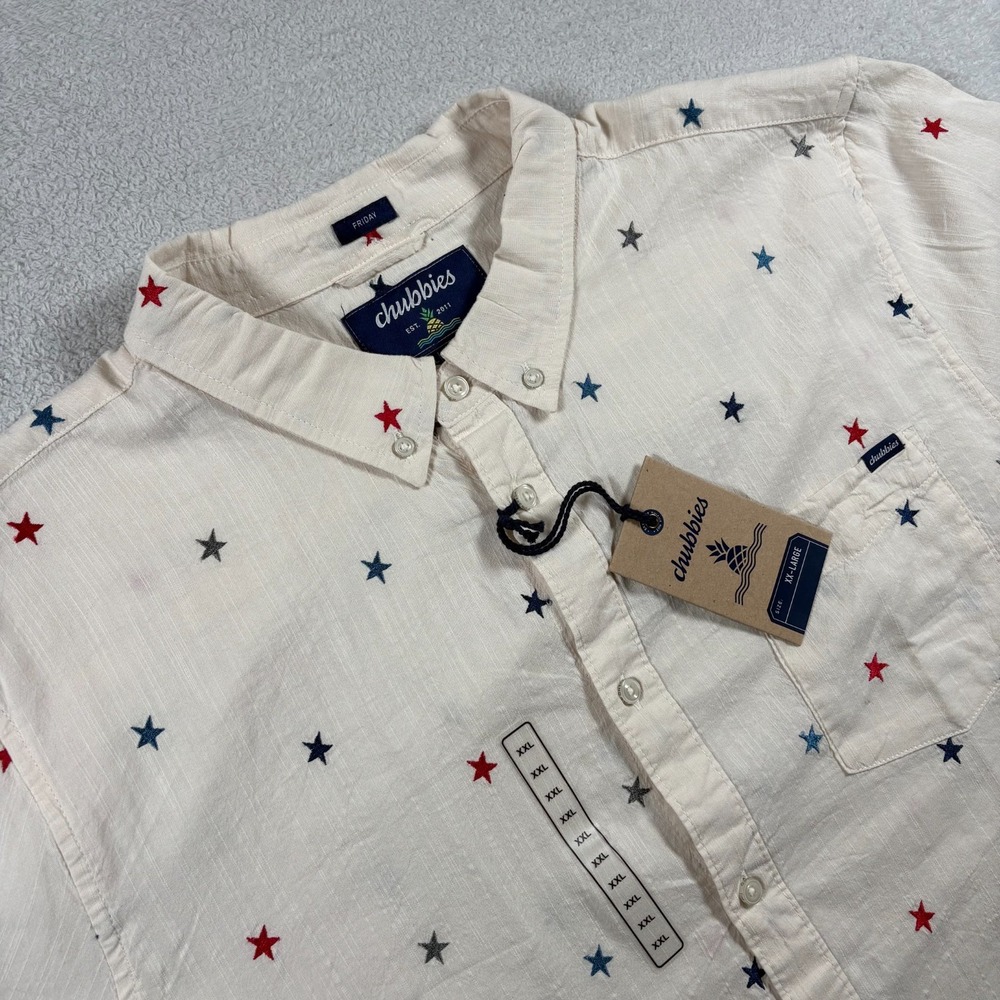 Chubbies Resort Weave Friday Shirt Mens 2XL White The All Star No Stripes Travel